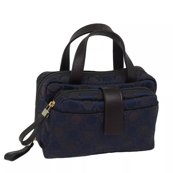 Salvatore Ferragamo Handbags - Salvatore Ferragamo Gancini Hand Bag Canvas Navy